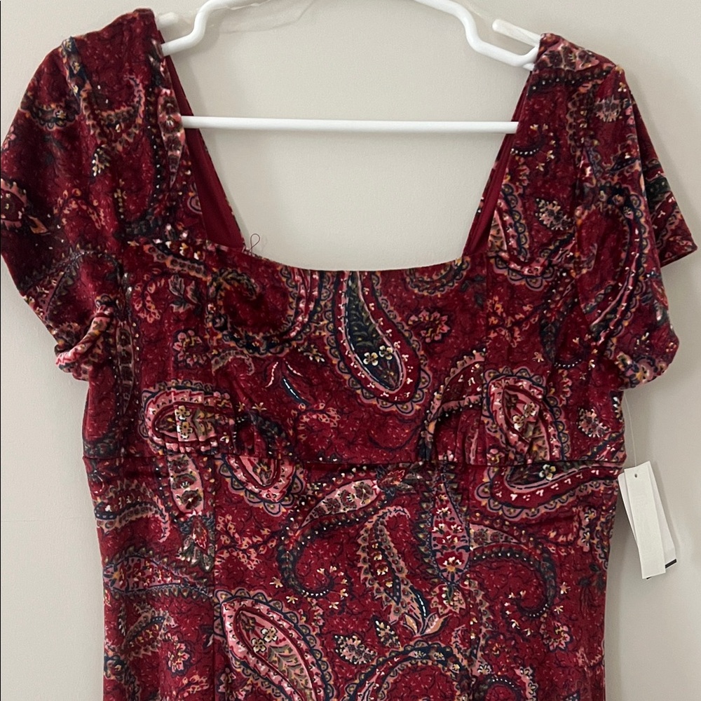 Planet Gold Red Paisley Mini Dress